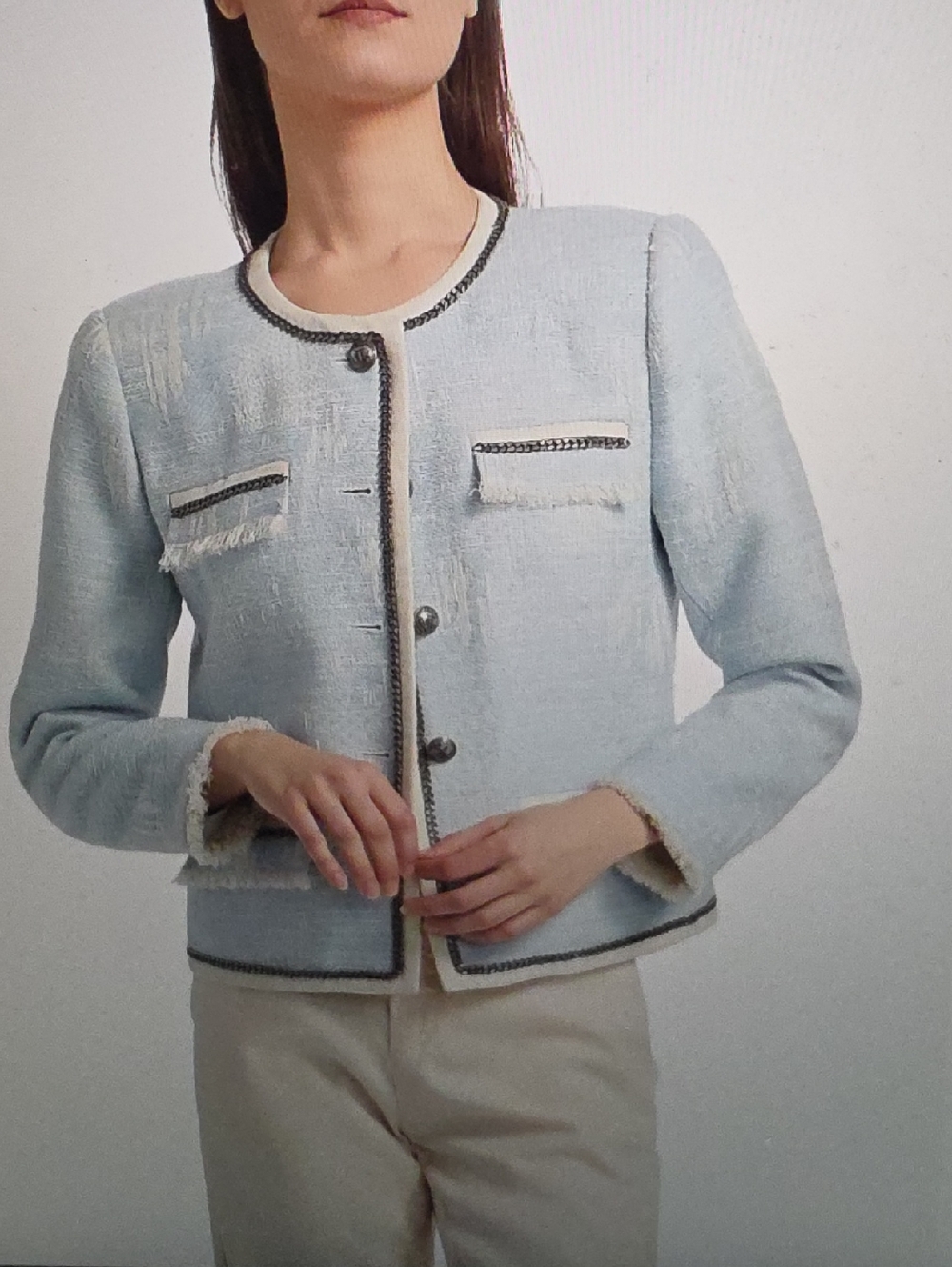 KOBI HALPERIN Lark Collarless Tweed Jacket Size XL $798